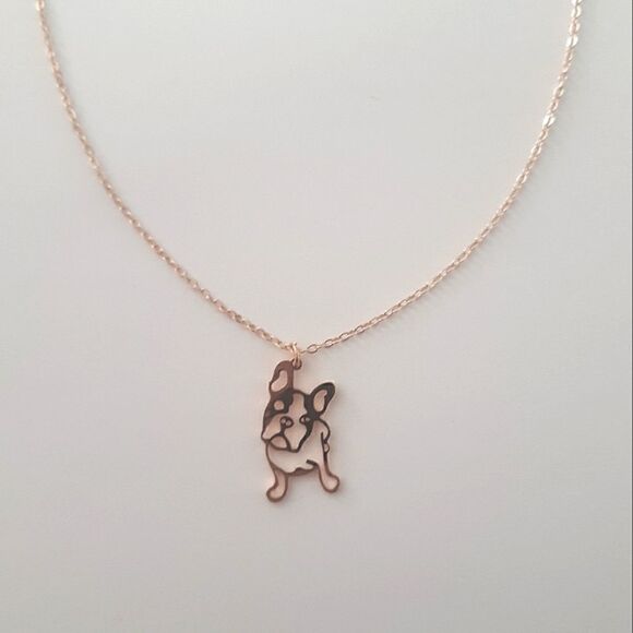 French Bulldog Shiny Charm Stainless Steel Adjustable 18" - 20" Necklace - Picture 4 of 12